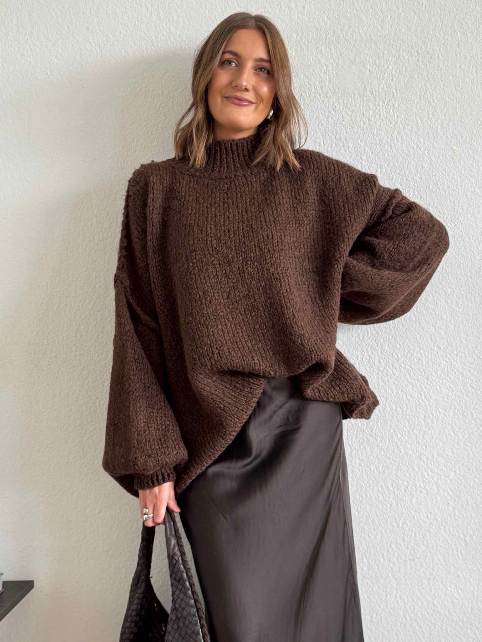 Super Oversized Kuschel Pullover für Damen in Chocolate