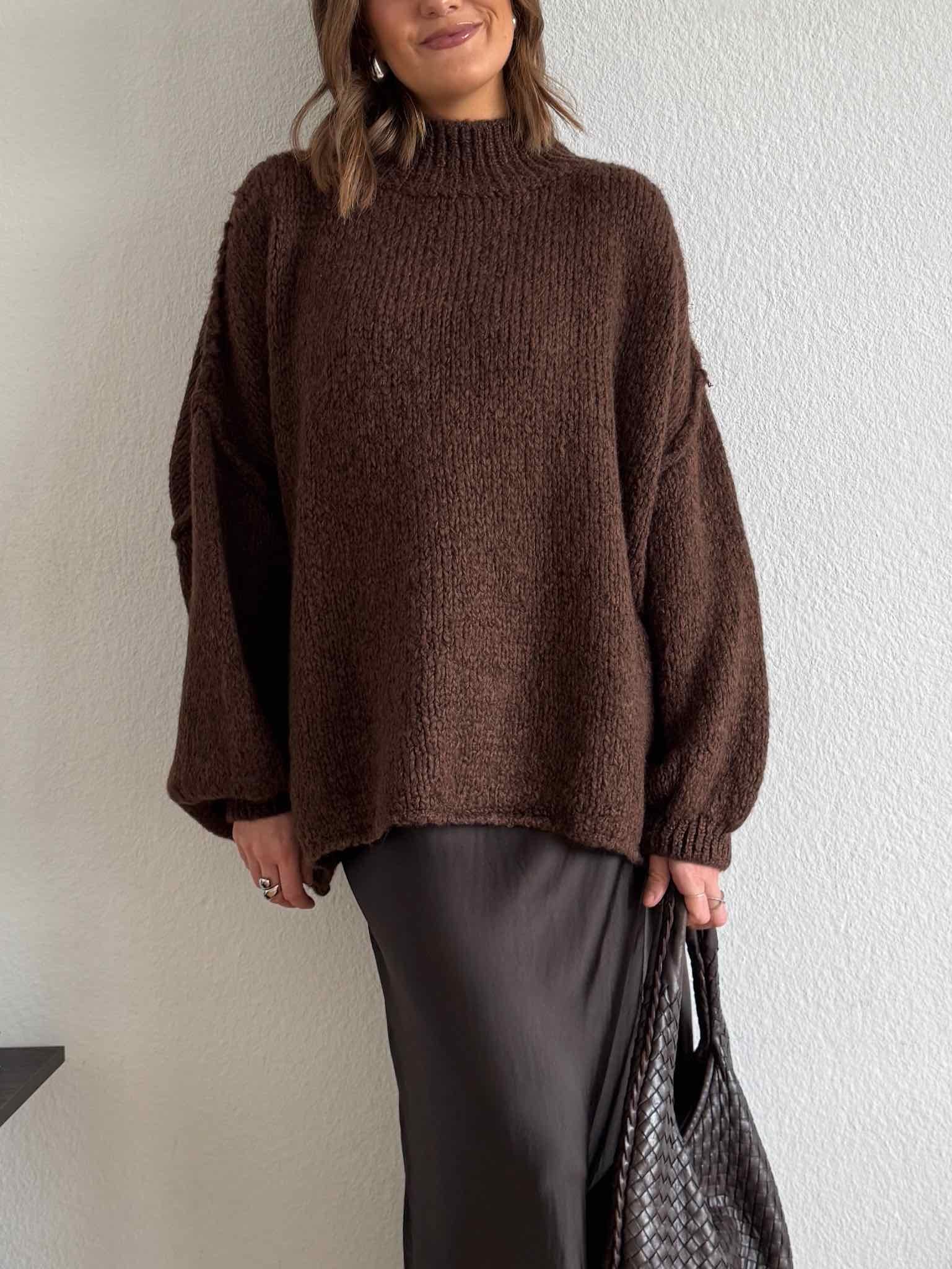 Super Oversized Kuschel Pullover für Damen in Chocolate