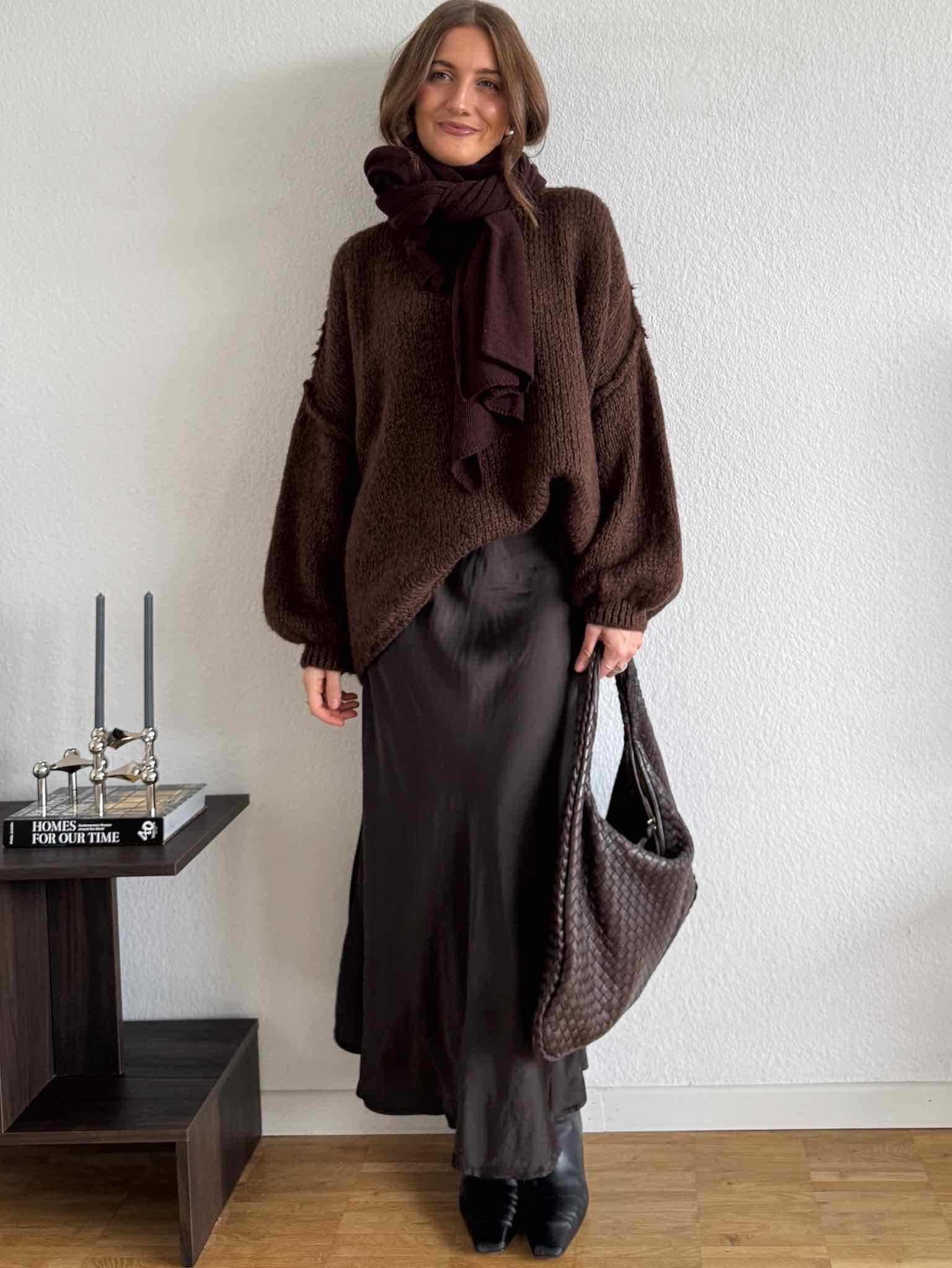 Super Oversized Kuschel Pullover für Damen in Chocolate