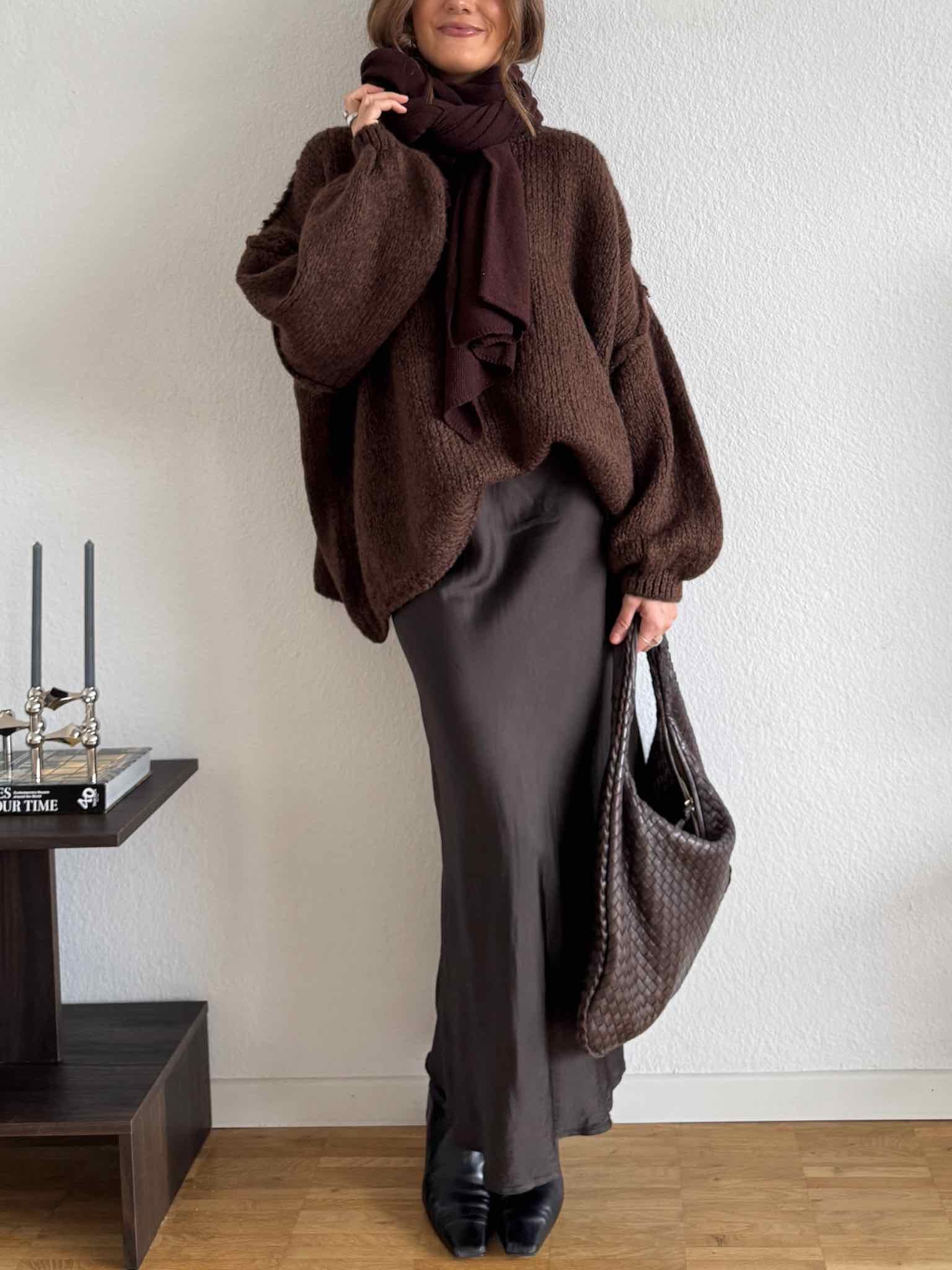 Super Oversized Kuschel Pullover für Damen in Chocolate