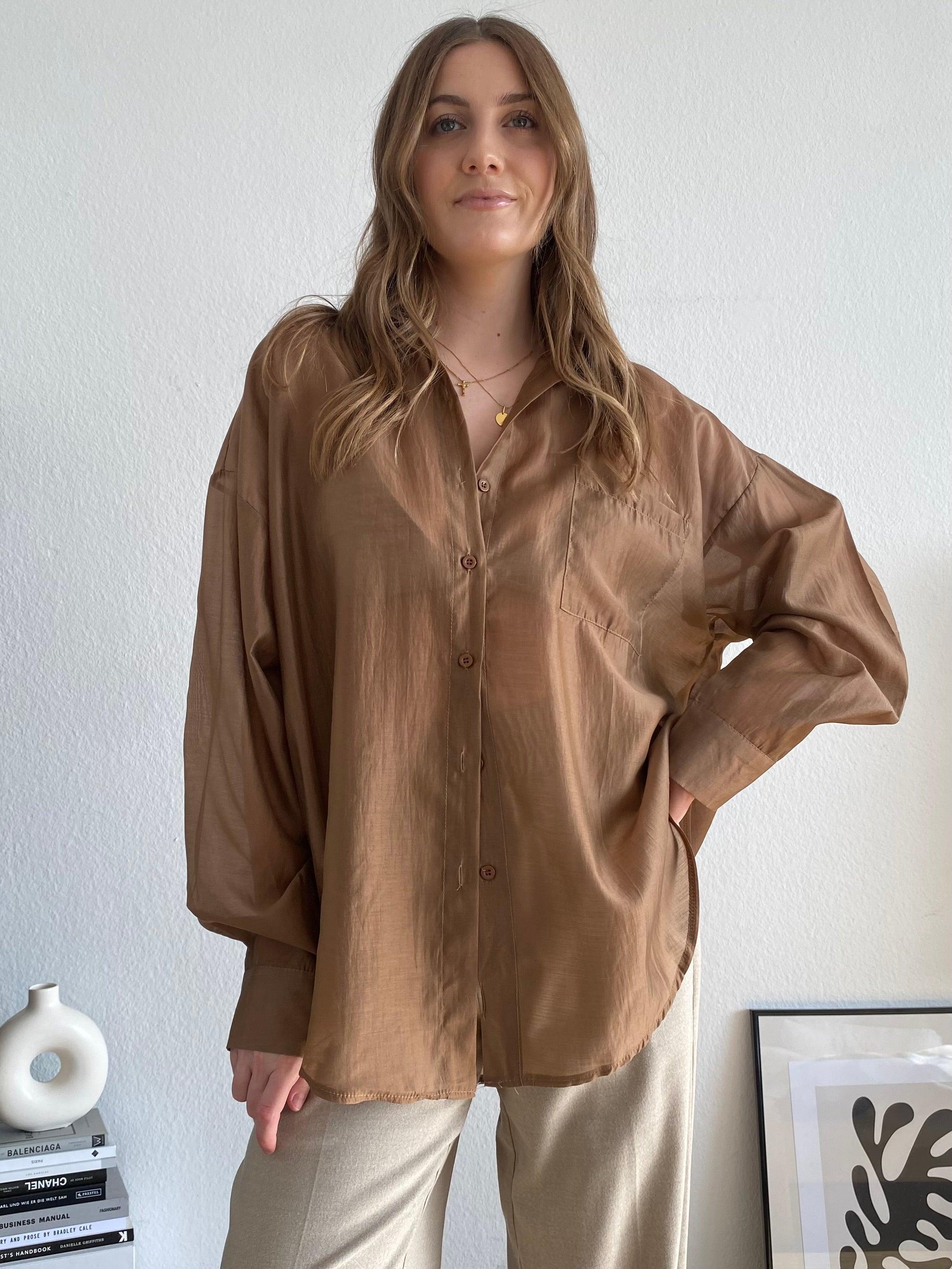 Transparente Oversize Bluse - Coffee