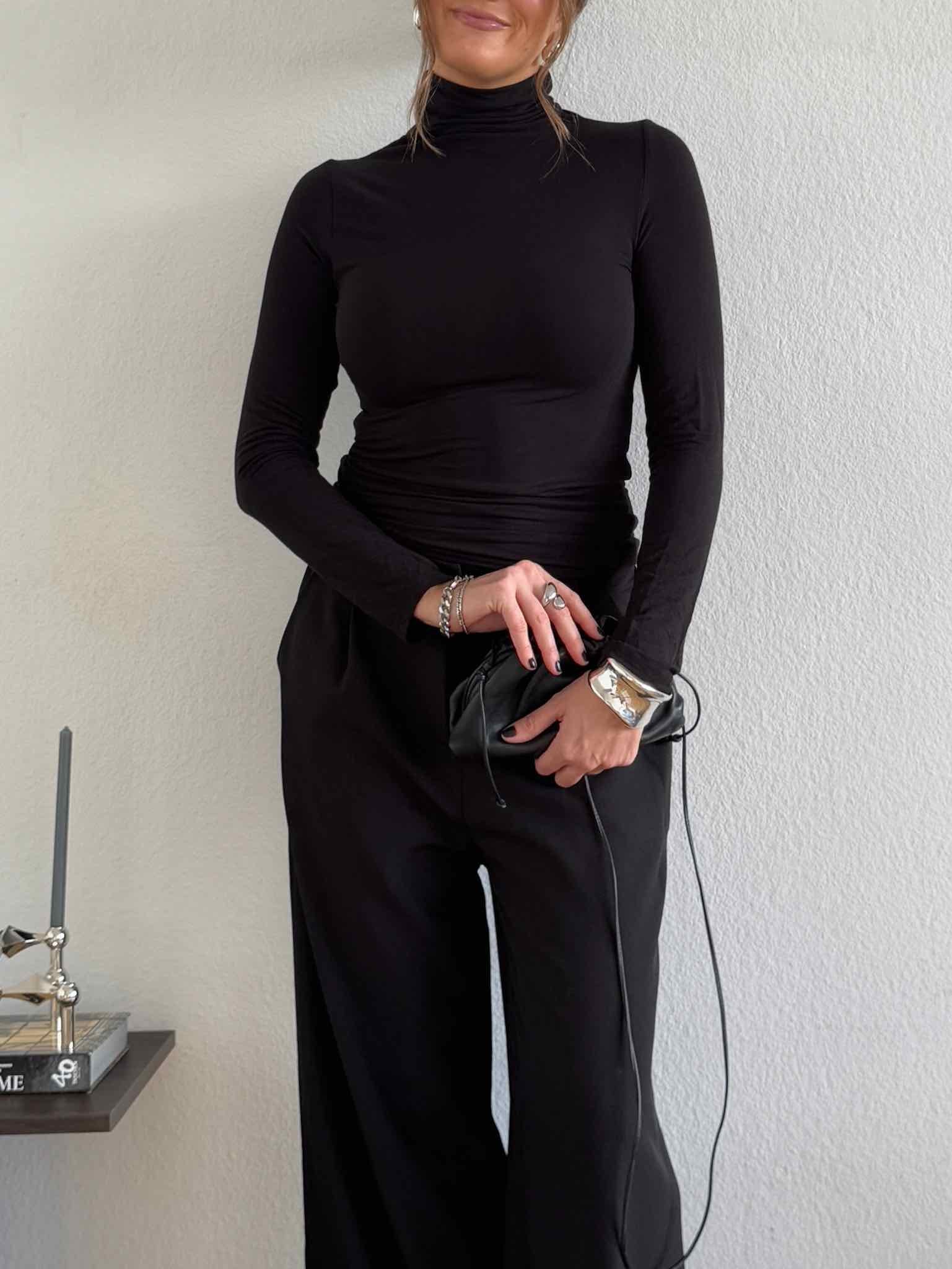 Transparenter Rolli aus Viskose für Damen in Black von Maingold Basics