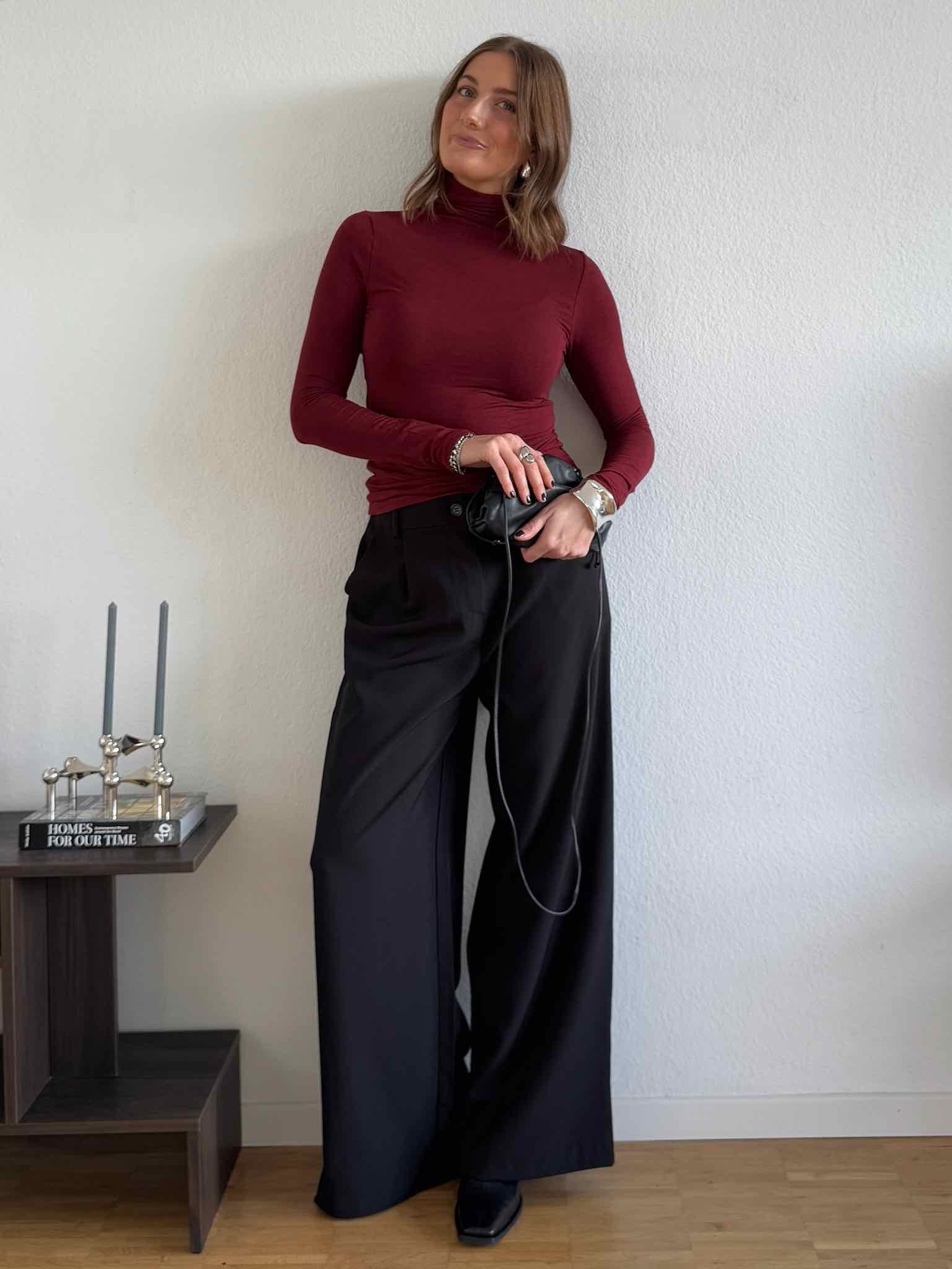 Transparenter Rolli aus Viskose für Damen in Bordeaux von Maingold Basics