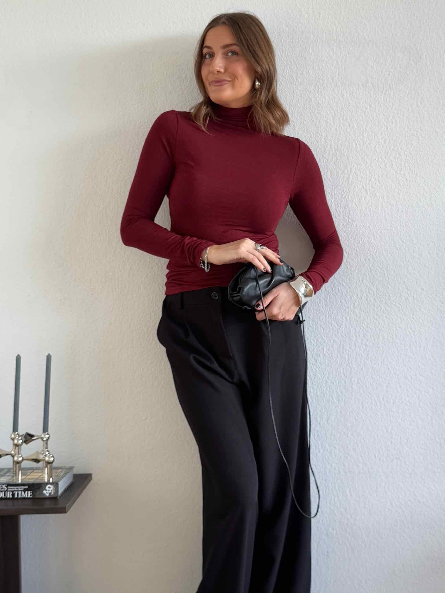 Transparenter Rolli aus Viskose für Damen in Bordeaux von Maingold Basics