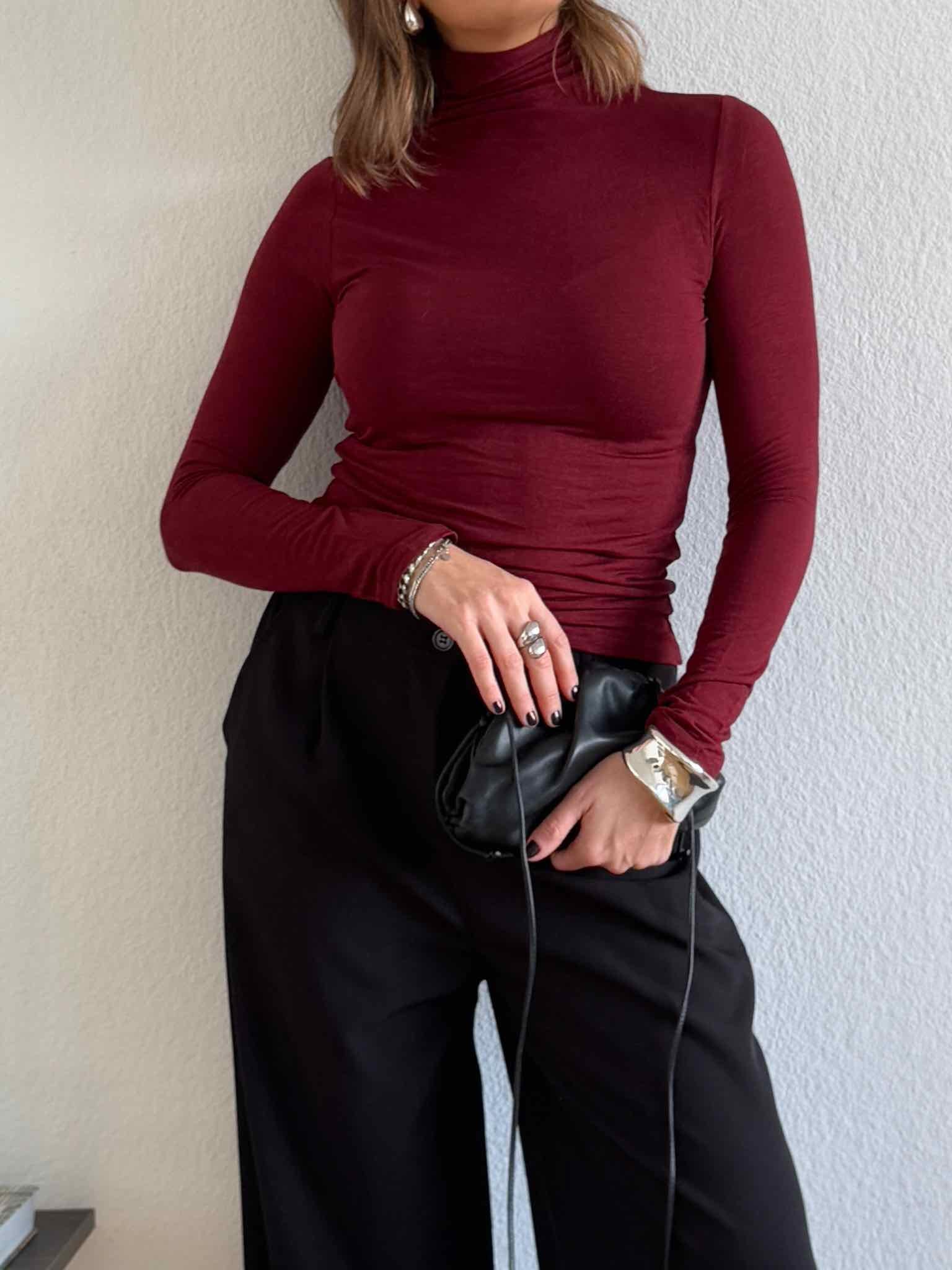 Transparenter Rolli aus Viskose für Damen in Bordeaux von Maingold Basics