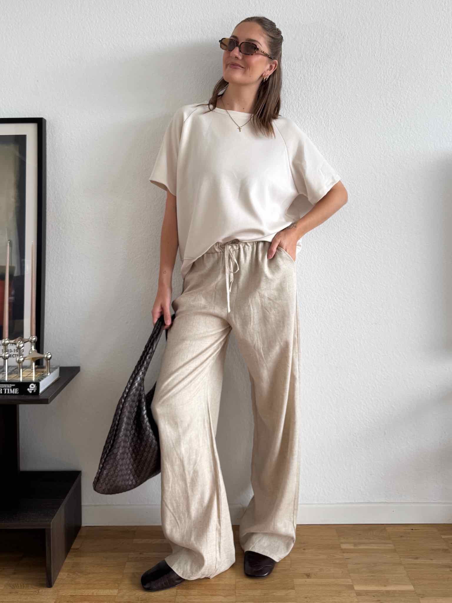 Viskose T-Shirt für Damen in Beige von Maingold Basics