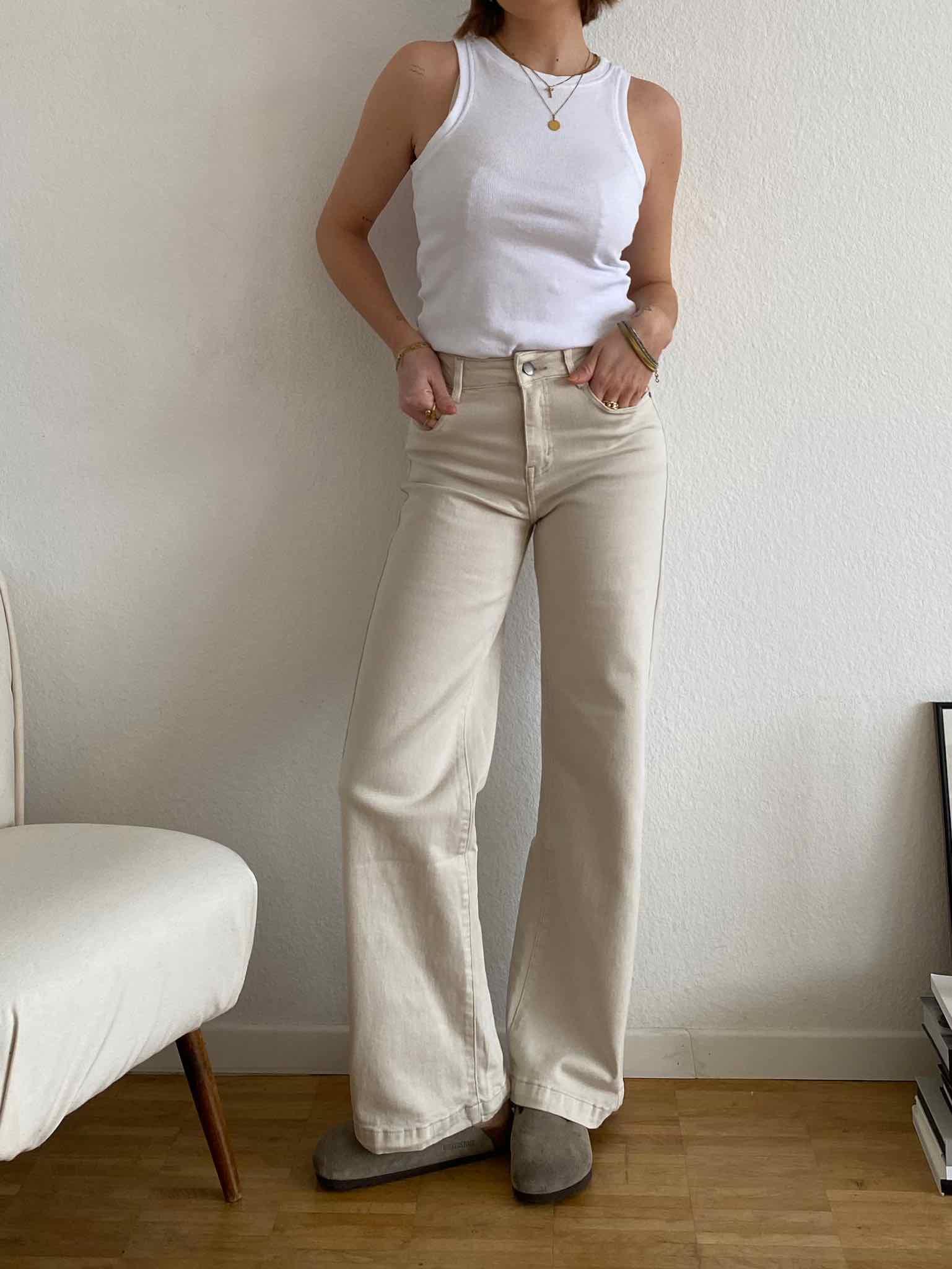 Wide Leg Jeans für Damen in Beige von Maingold Basics